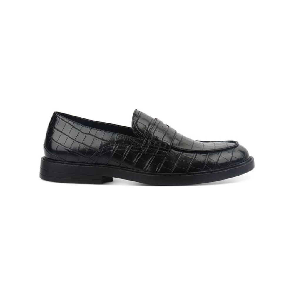 INC Mens Black Crocodile Penny Griffin Round Toe Block Heel Slip On Loafers 10 M - Picture 2 of 2